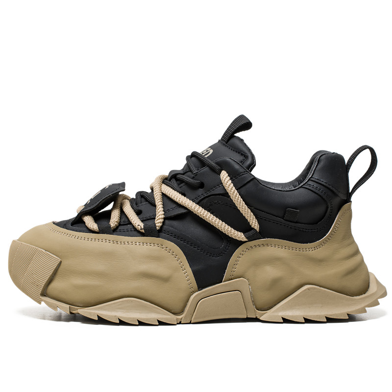 

Grumpy ram Антискользящие износостойкие массивные низкие кроссовки мужские - черно-коричневые, цвет Black Brown