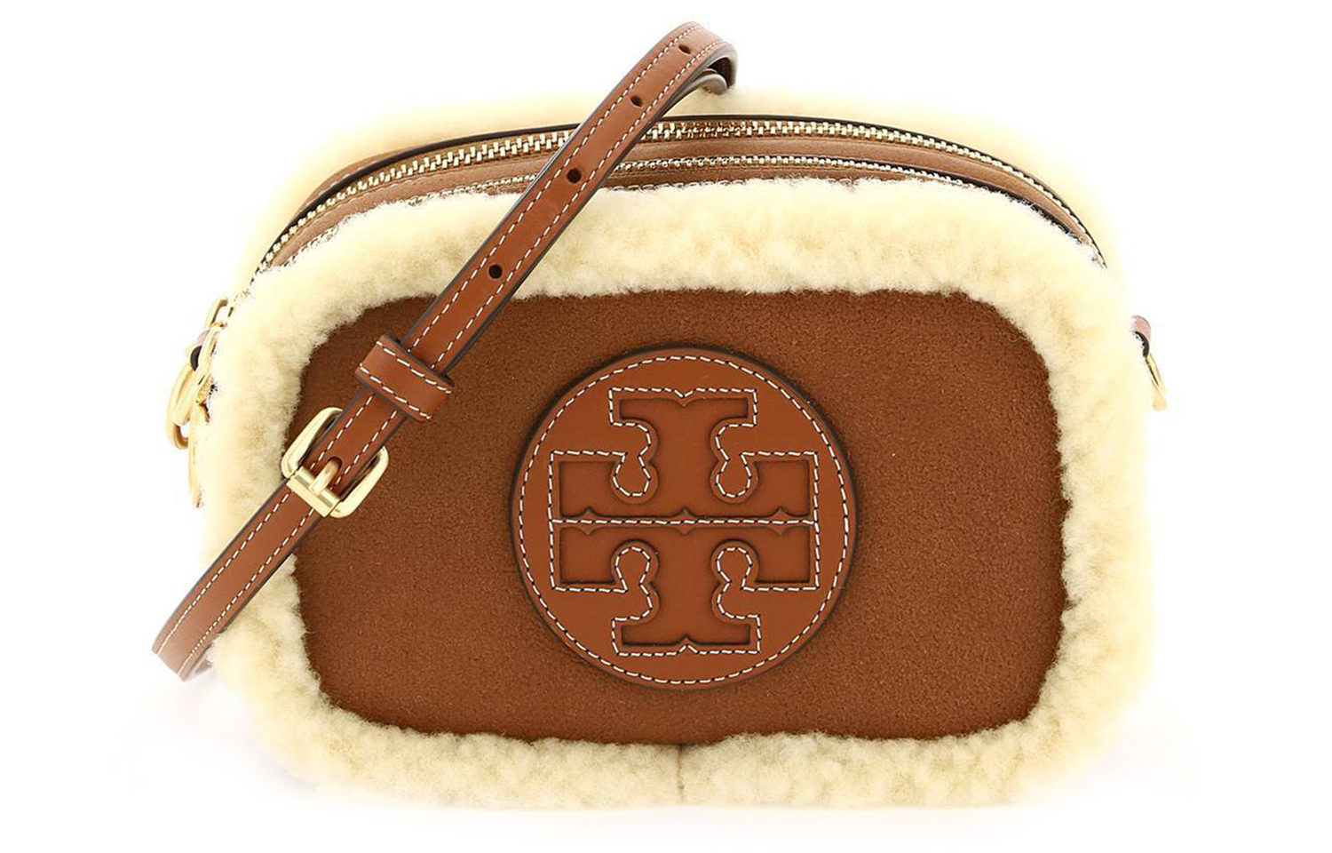 

TORY BURCH Миниатюрная кожаная сумка-кроссбод с овчиной для фотоаппарата женская