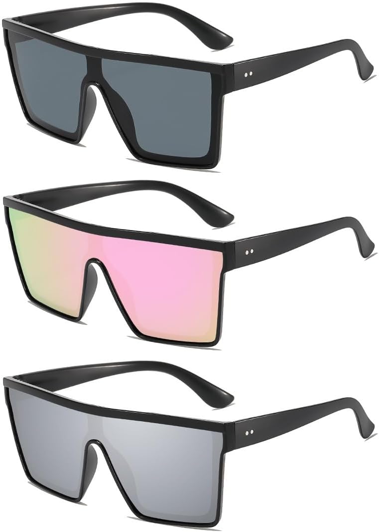 

Набор из 100 солнцезащитных очков в черной оправе, 3 цвета (60 черно-серых, 20 черно-серебристых, 20 черно-розовых). Оптовая продажа для вечеринок ENSARJOE, 3pcs(black+pink+silver)