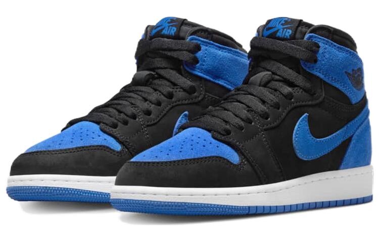 Jordan Air Jordan 1 винтажные баскетбольные кроссовки женские, Синий с черной надписью — фото 3