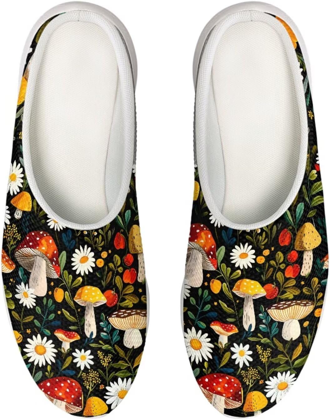 

Кроссовки Forchrinse Red Galaxy Space Mule для женщин и мужчин, с сеткой, легкие, без застежки, для ходьбы, Mushroom Daisy