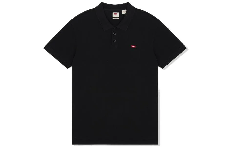 Levis Футболка-поло унисекс черная с воротником-поло умеренного прямого кроя