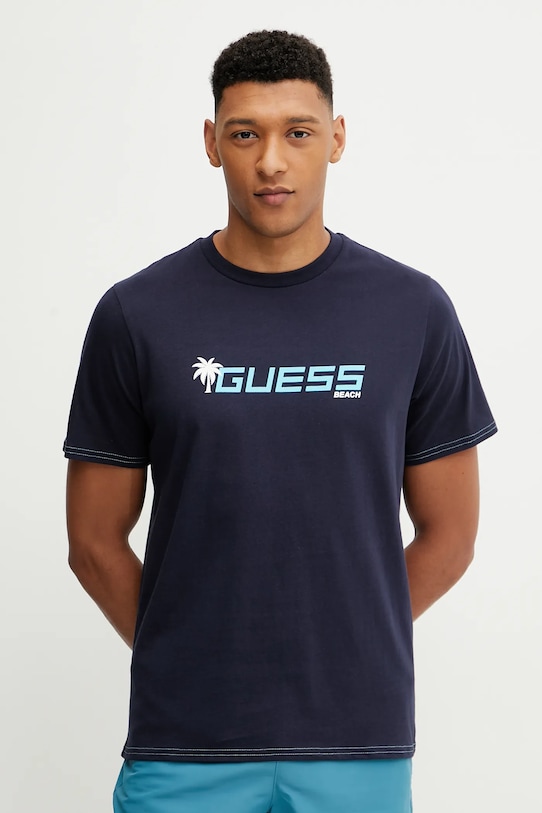 

Хлопковая футболка Guess, темно-синий