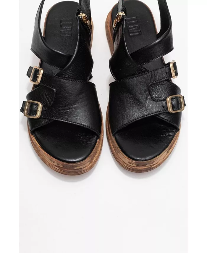 Levine Кожаные Сандалии с Пряжкой и Боковой Молнией (Женские) Forever & Always Shoes, черный — фото 2