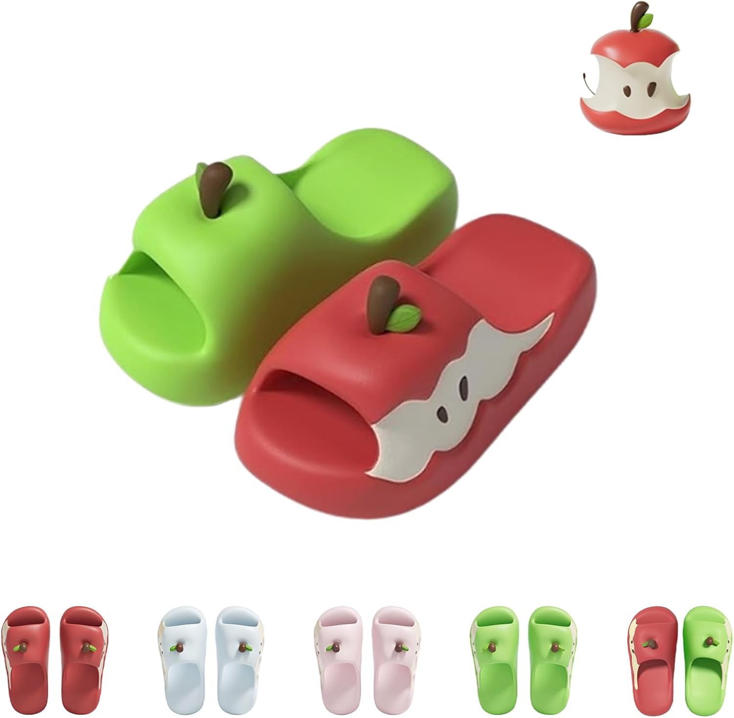 

Тапочки в форме яблок для женщин и мужчин, пляжные сандалии в форме фруктов Generic, красный/зеленый