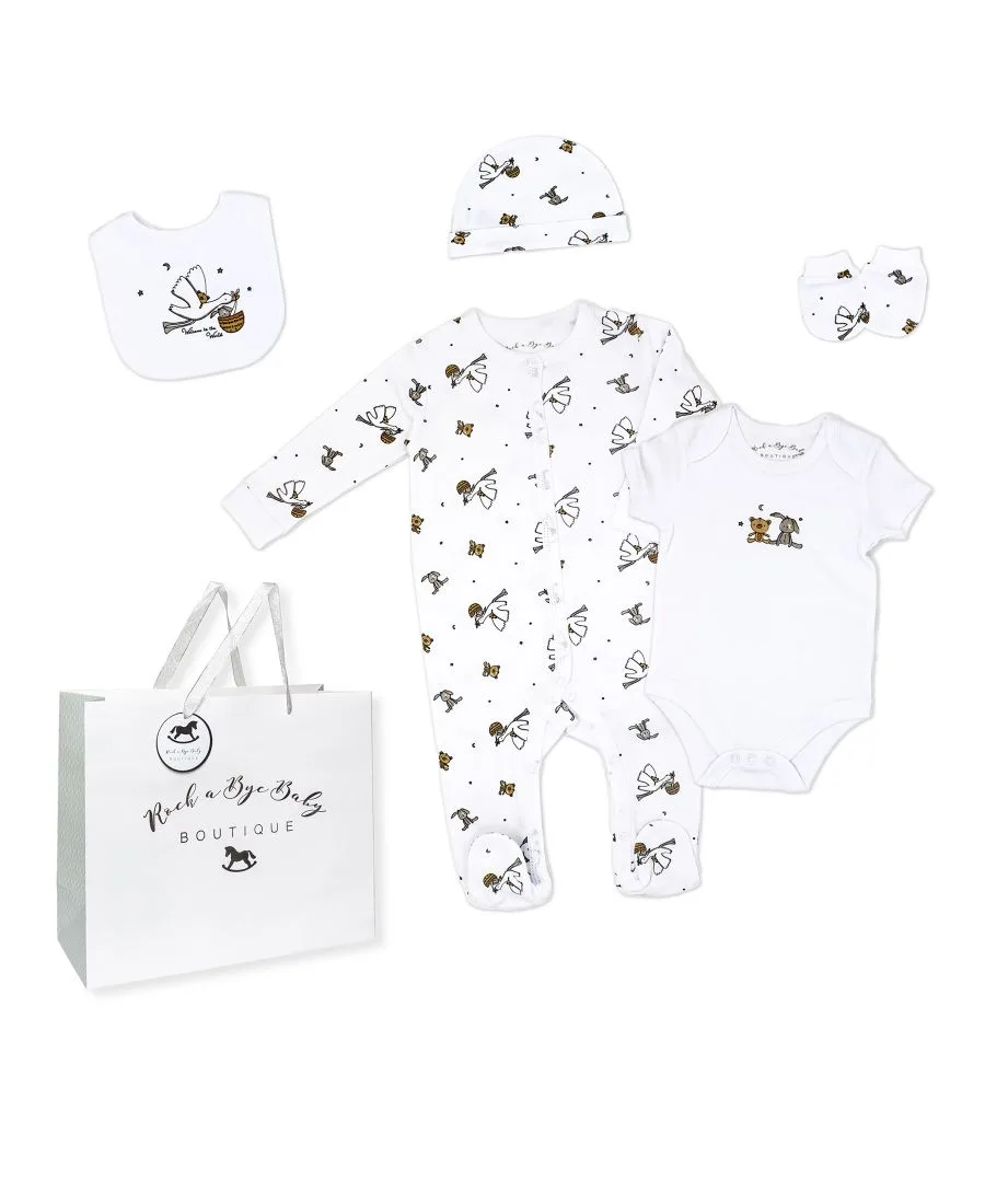 Набор для новорожденных мальчиков и девочек, 7 предметов Rock-A-Bye Baby Boutique, белый