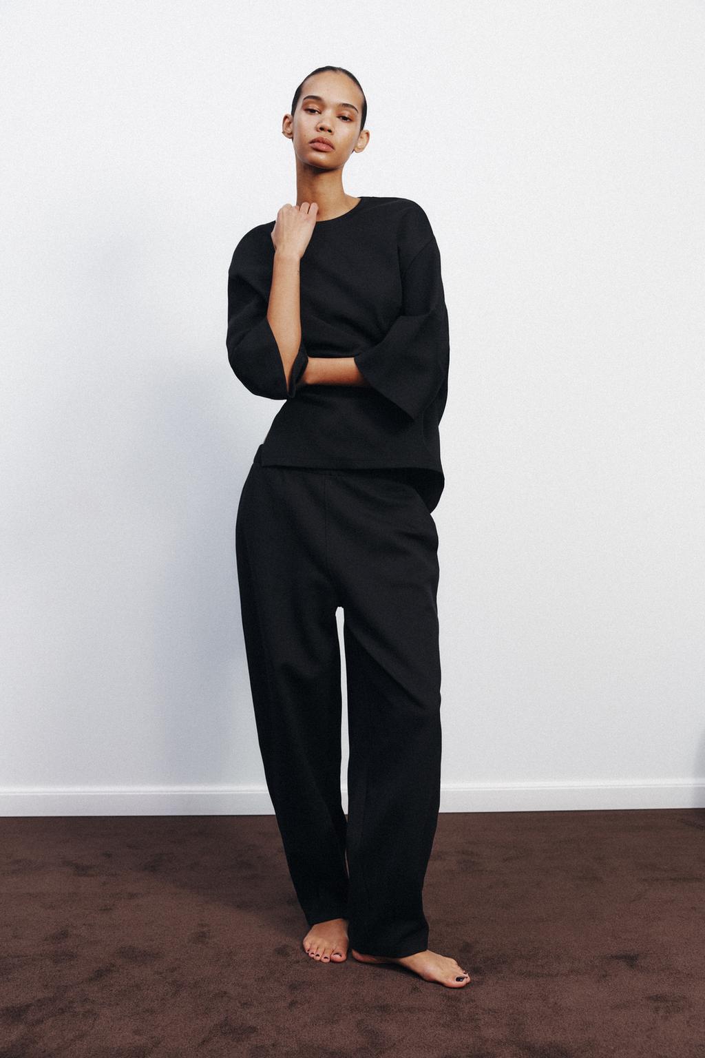 

Брюки-коконы с блокировкой ZARA, черный