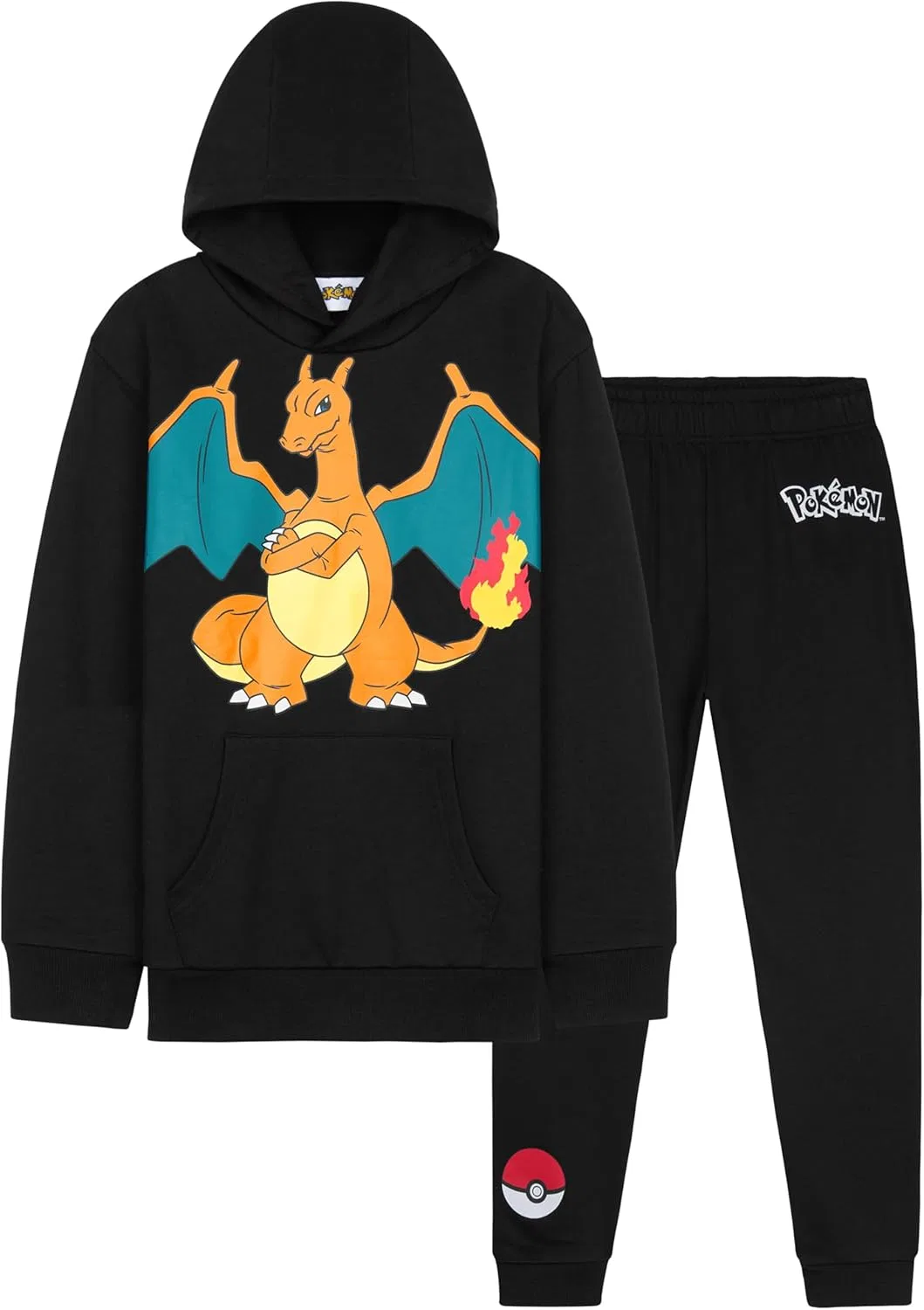 Детский спортивный костюм Pokemon Charizard, 2 предмета: худи и джоггеры, черный