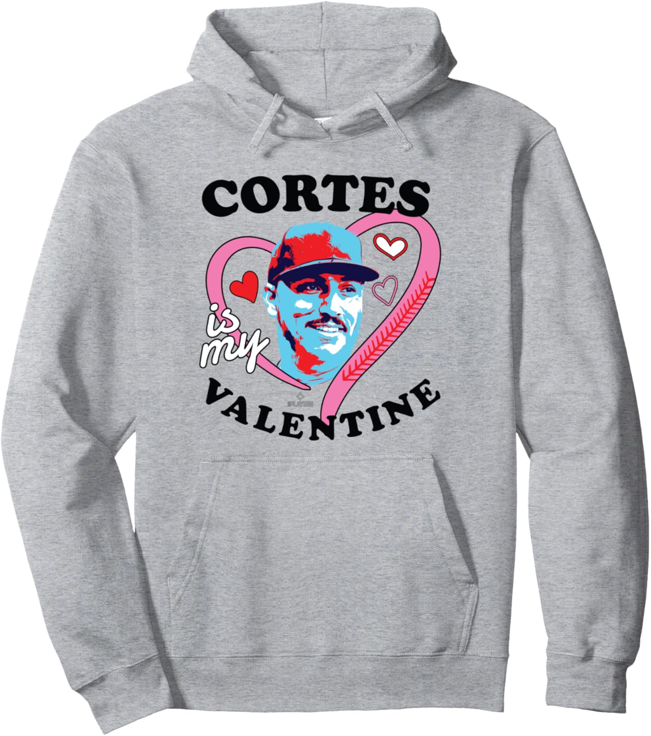 

Худи Nestor Cortes Is My Valentine New York Baseball MLBPA Ryno Sports, серый