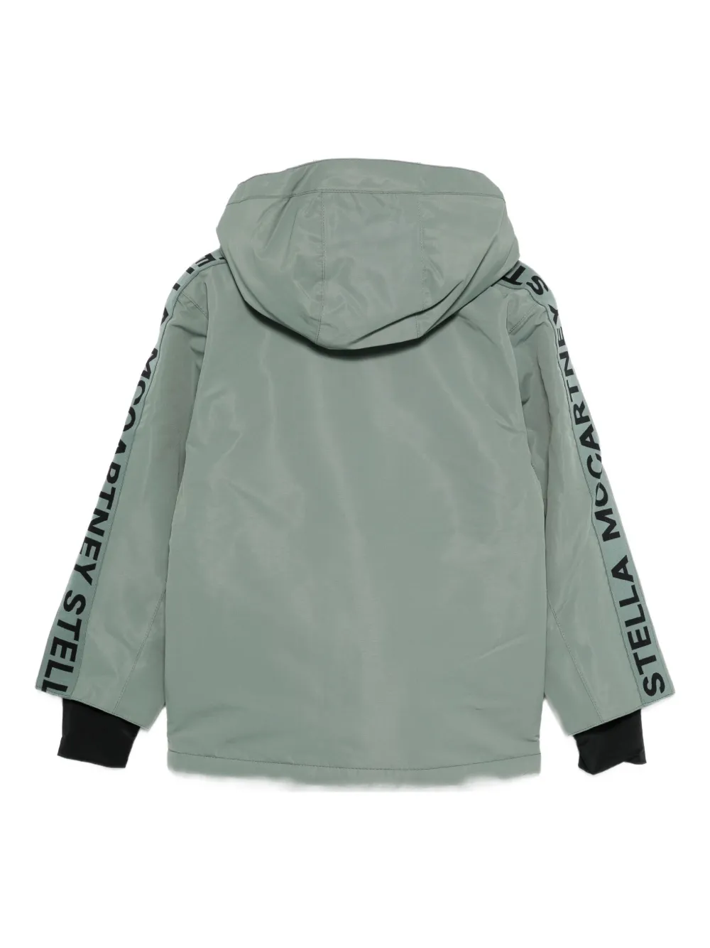 Утепленная куртка с капюшоном и застежкой-молнией спереди Stella McCartney Kids, зеленый — фото 2