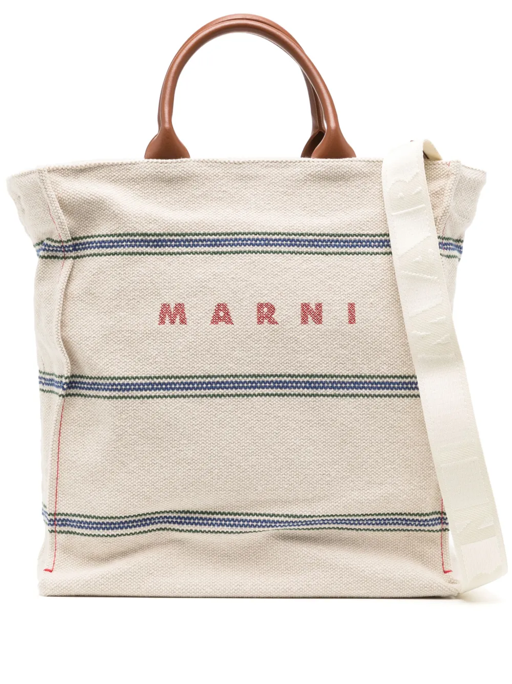 

Холщовая сумка-тоут с логотипом Marni, нейтральный