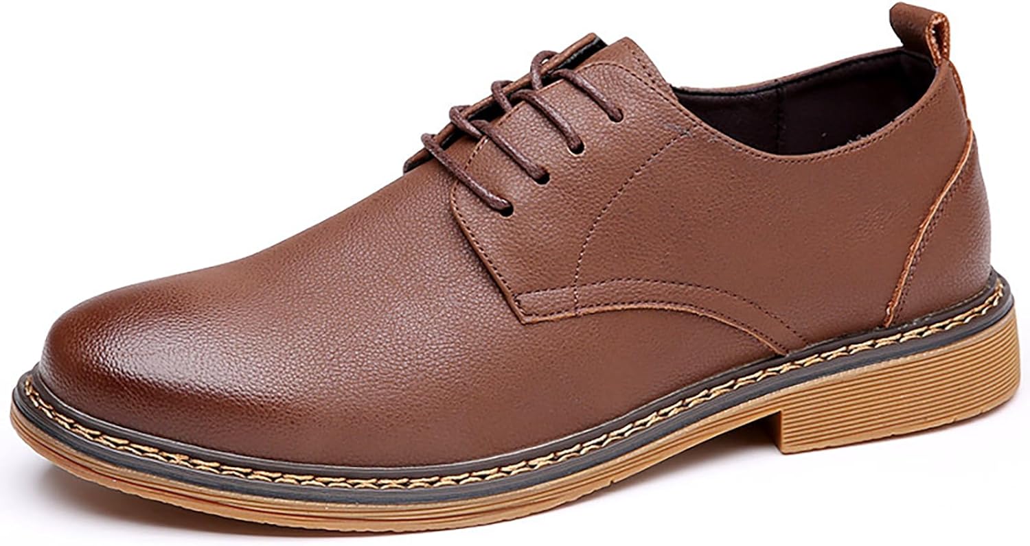 

Мужские кожаные оксфорды на шнуровке, классические, удобные, мягкая плоская подошва, деловые туфли, повседневные офисные, прогулочные дерби-лоферы Lvomu, коричневый