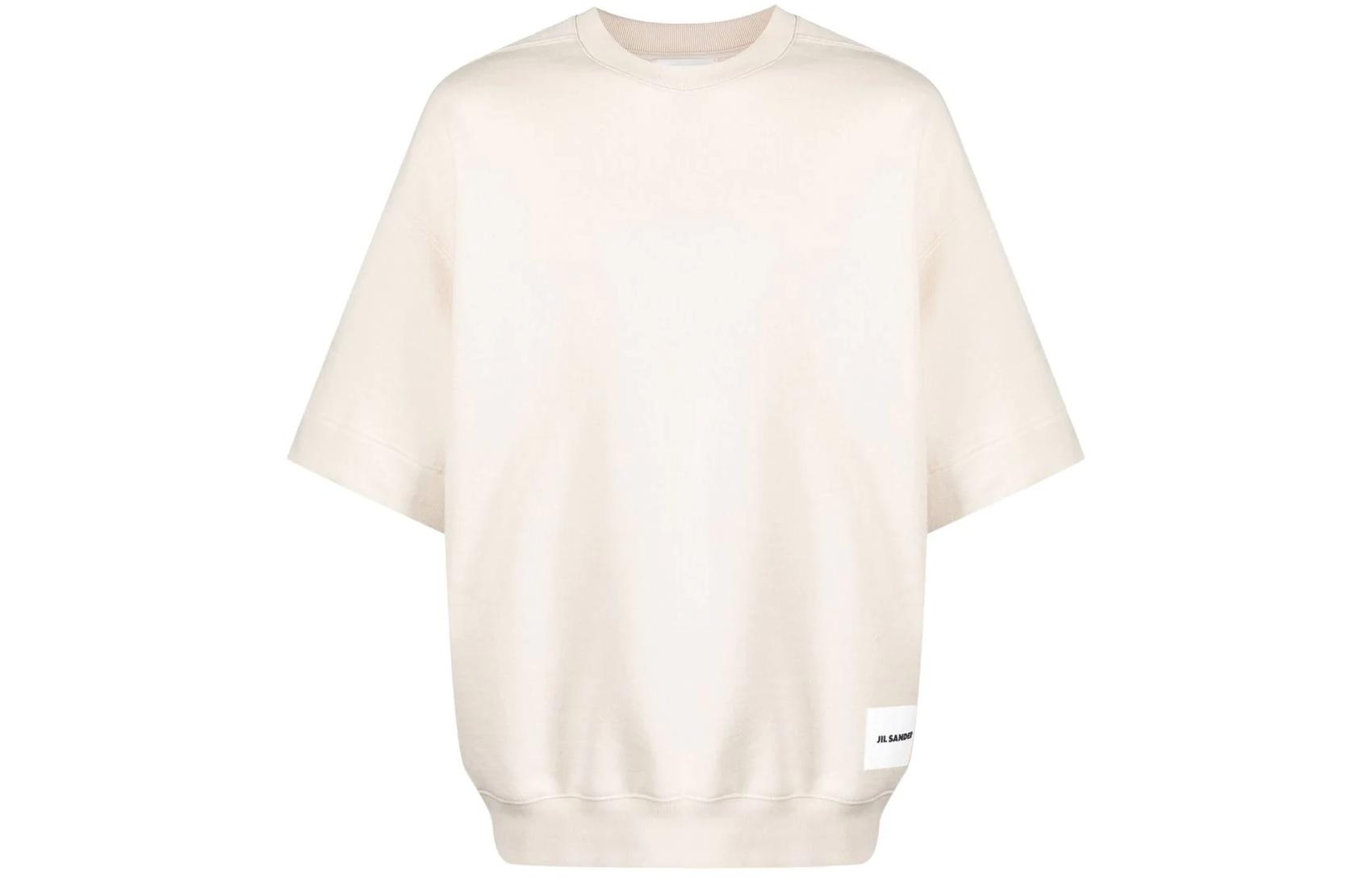 

Jil Sander Мужская футболка бежевого цвета с круглым вырезом и прямым кроем