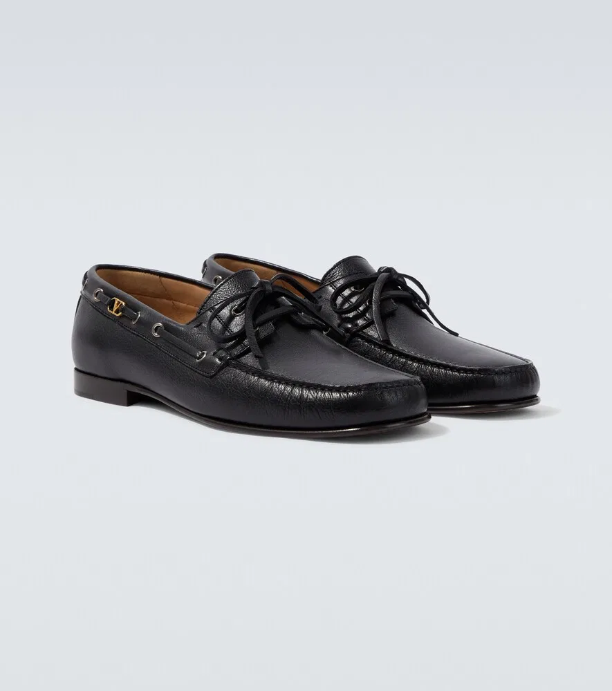 Кожаные лодочные туфли Palm Avenue VLogo Valentino Garavani, черный