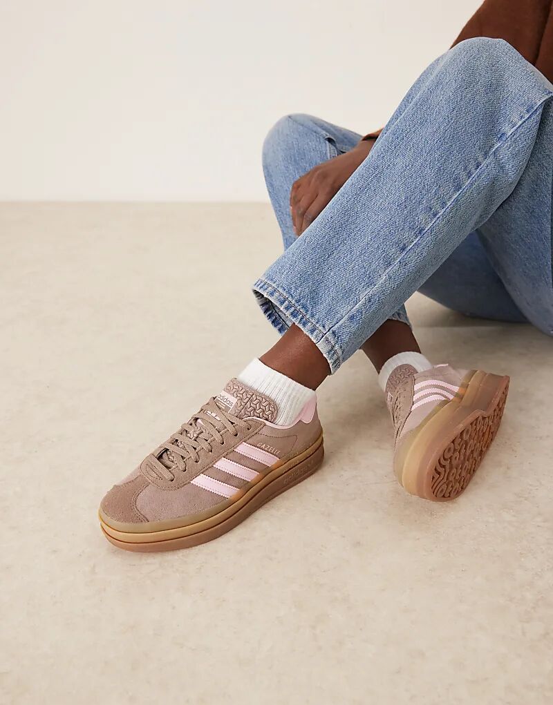 Кроссовки Adidas Originals Gazelle Bold коричневого и розового цветов