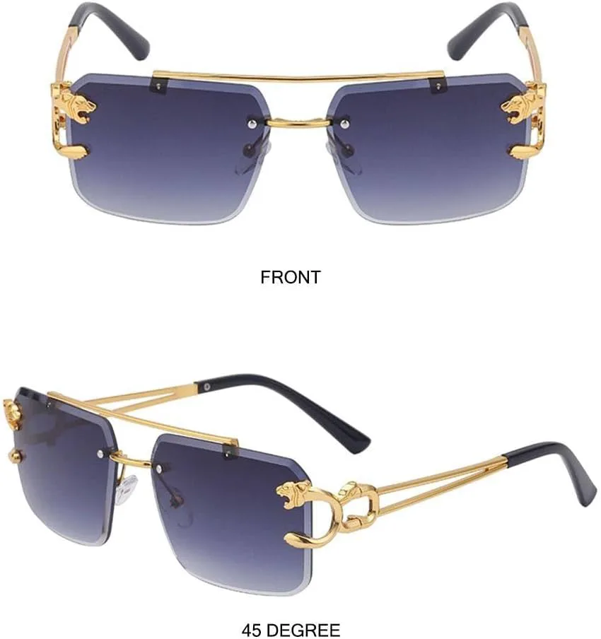 

Ретро солнцезащитные очки без оправы в стиле стимпанк, металлические солнцезащитные очки без оправы, модные очки с защитой от УФ-излучения UV400 TYUVIVO, Black