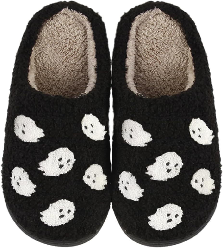 

Женские и мужские тапочки на Хэллоуин с тыквой, пушистые тапочки в виде кота с мягким поролоном с эффектом памяти, мультяшные плюшевые, теплые, с меховой подкладкой Nenfal, Horror