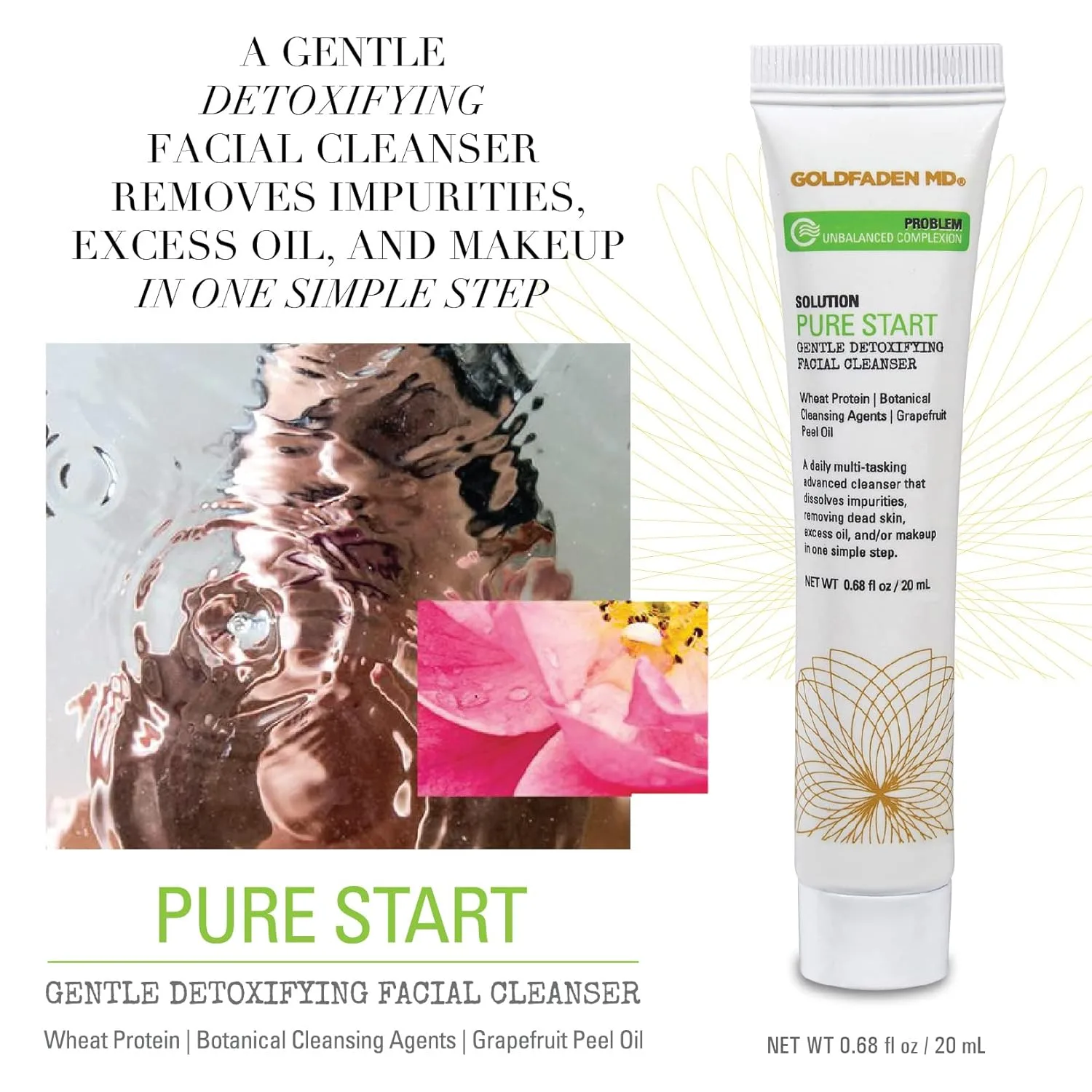 Крем для лица Goldfaden Md — Pure Start Gentle Detoxifying Natural Facial Cleanser с маслом грейпфрутовой цедры, 20 мл — фото 2
