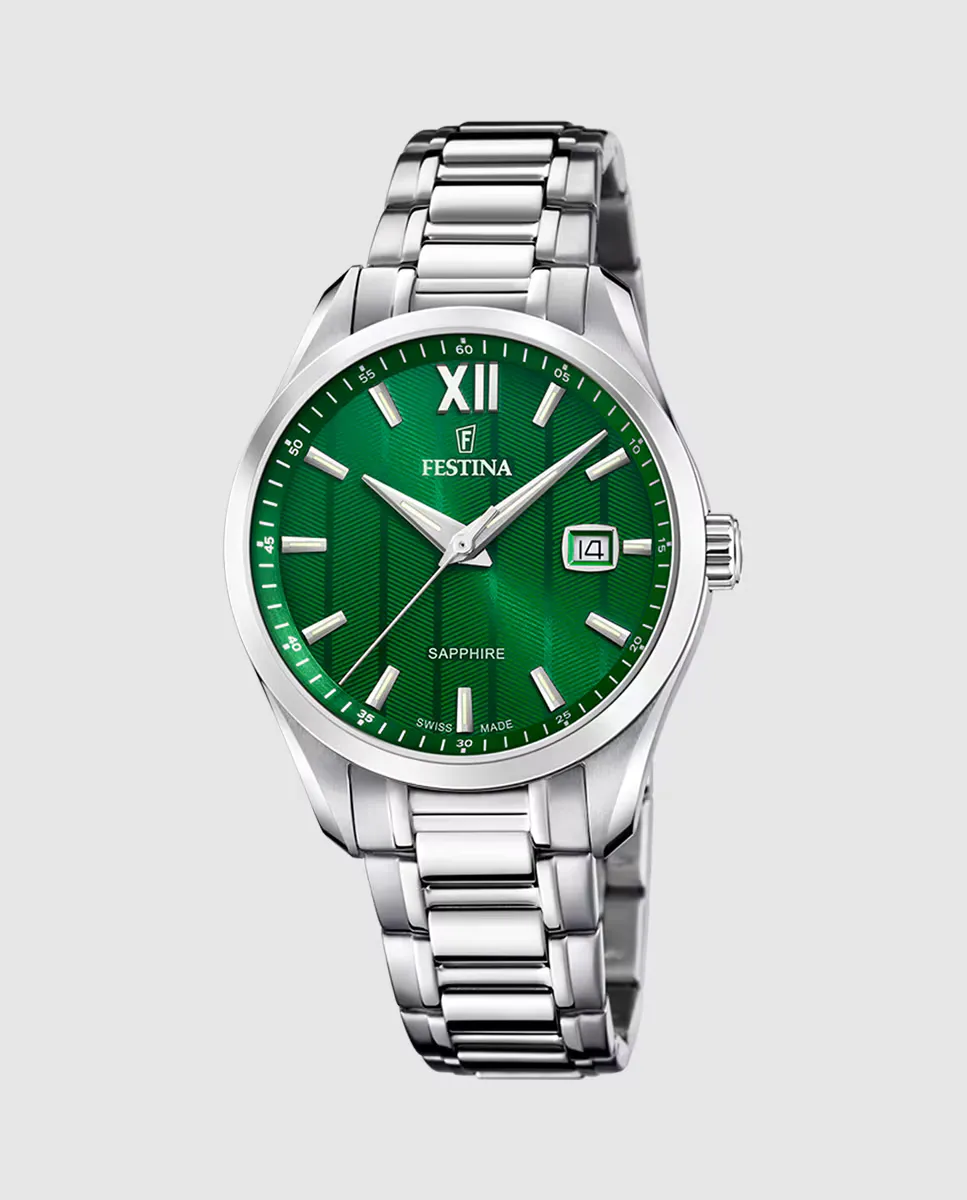 

F20026/3 Мужские часы из серебряной стали швейцарского производства Festina, серебряный