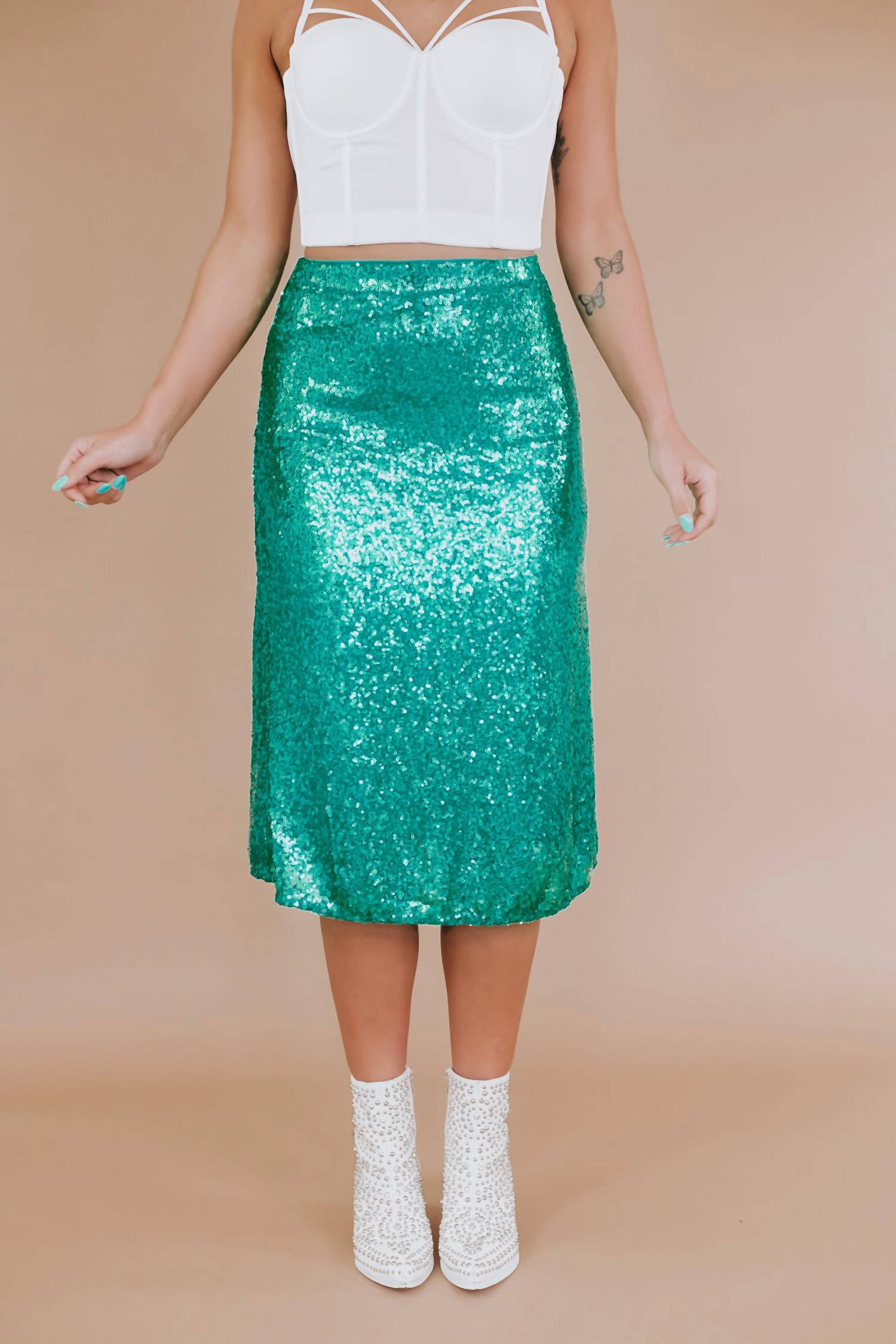 

Юбка More Of Glam с пайетками в изумрудном цвете Everyday Chic Boutique, изумрудный