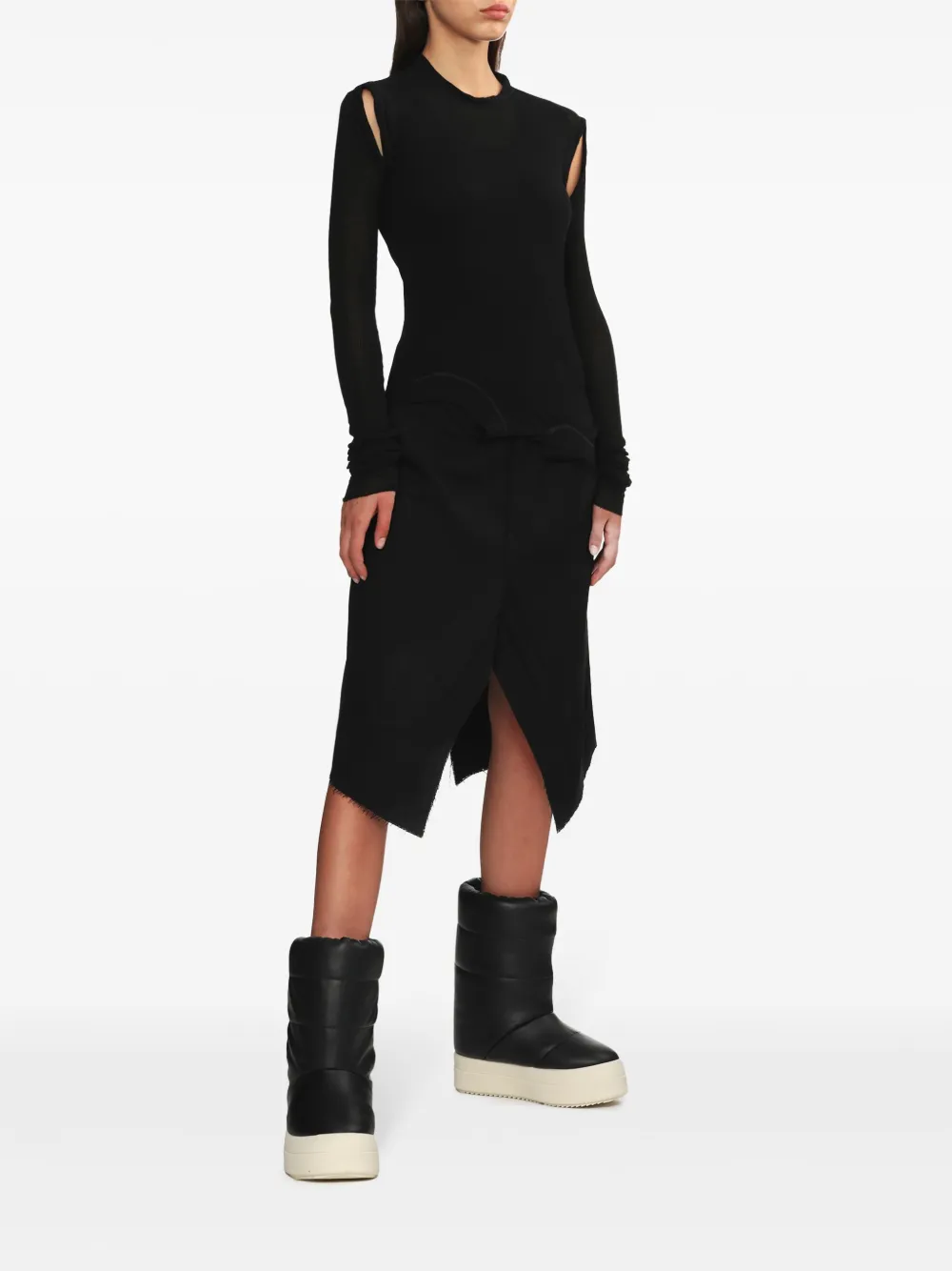 Юбка миди с необработанными краями Rick Owens, черный — фото 2
