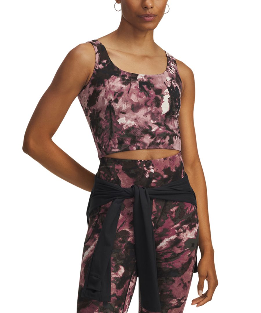 

Укороченный топ с принтом для женщин Under Armour, Summit White / Fuchsia Dusk / Tourmaline Pink