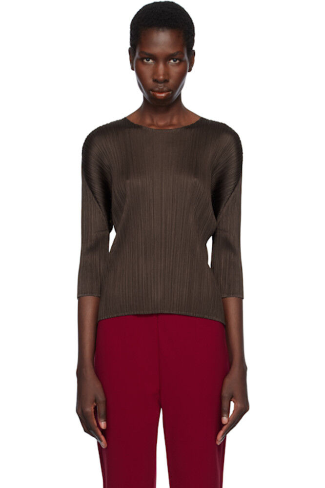 

Коричневый ежемесячный топ цветов марта PLEATS PLEASE ISSEY MIYAKE