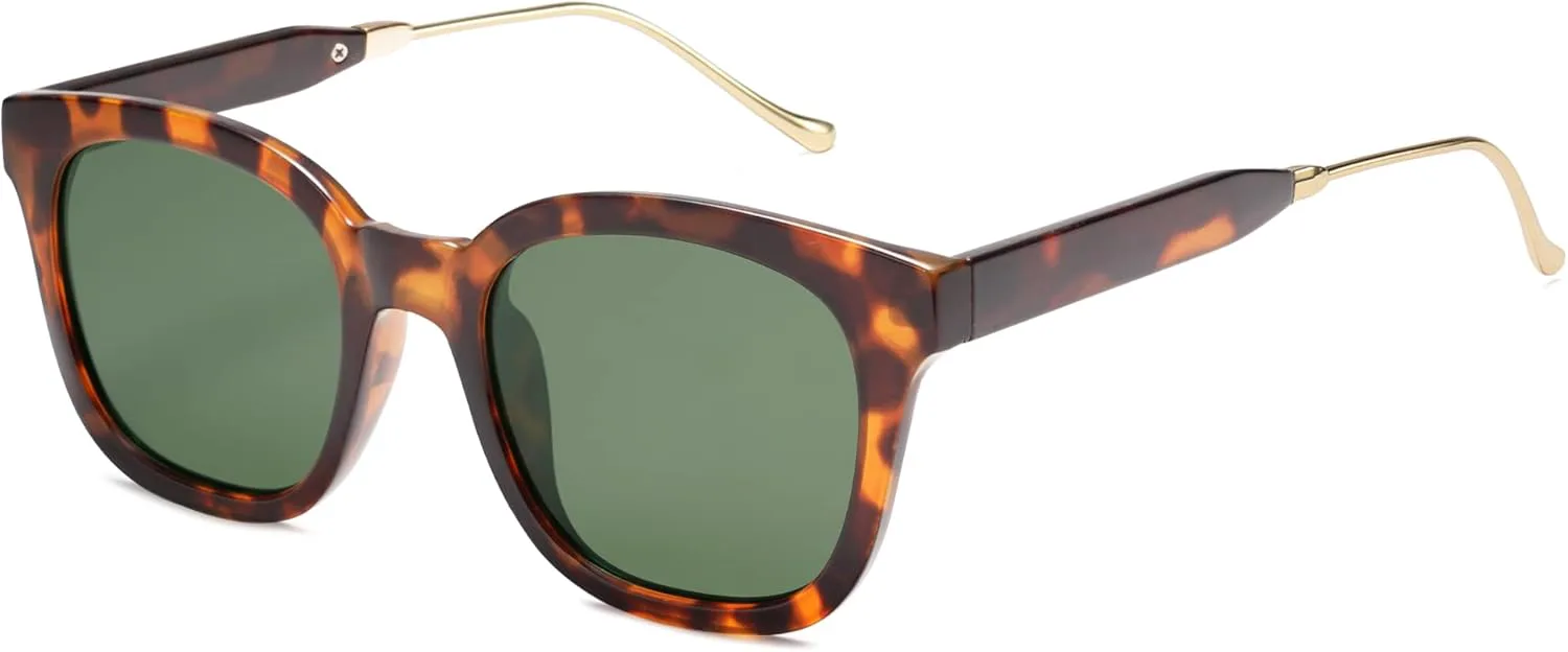 

Классические квадратные поляризованные солнцезащитные очки SOJOS для женщин и мужчин в стиле ретро с защитой от УФ-излучения UV400 SJ2050, Dark Tortoise/Green