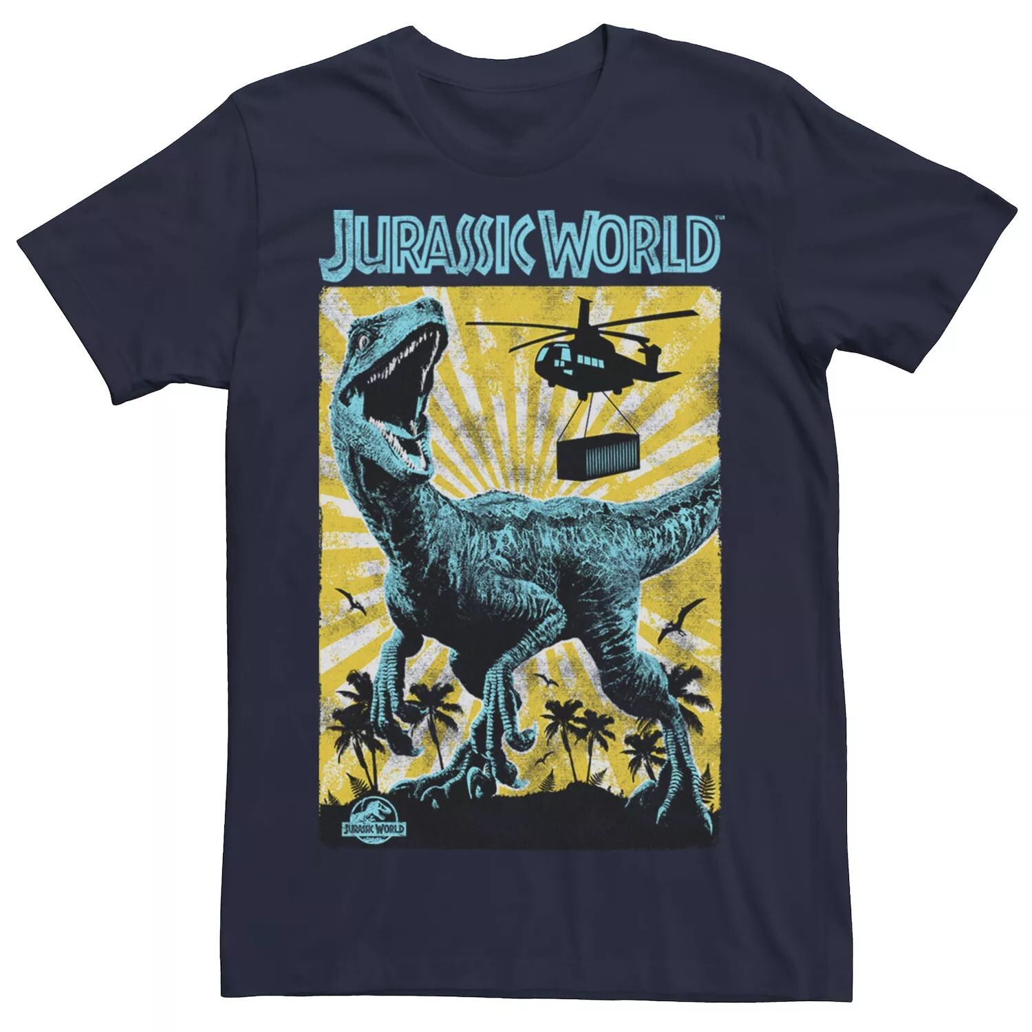 

Мужская футболка Jurassic World T-Rex Color Pop Retro Poster Licensed Character, синий