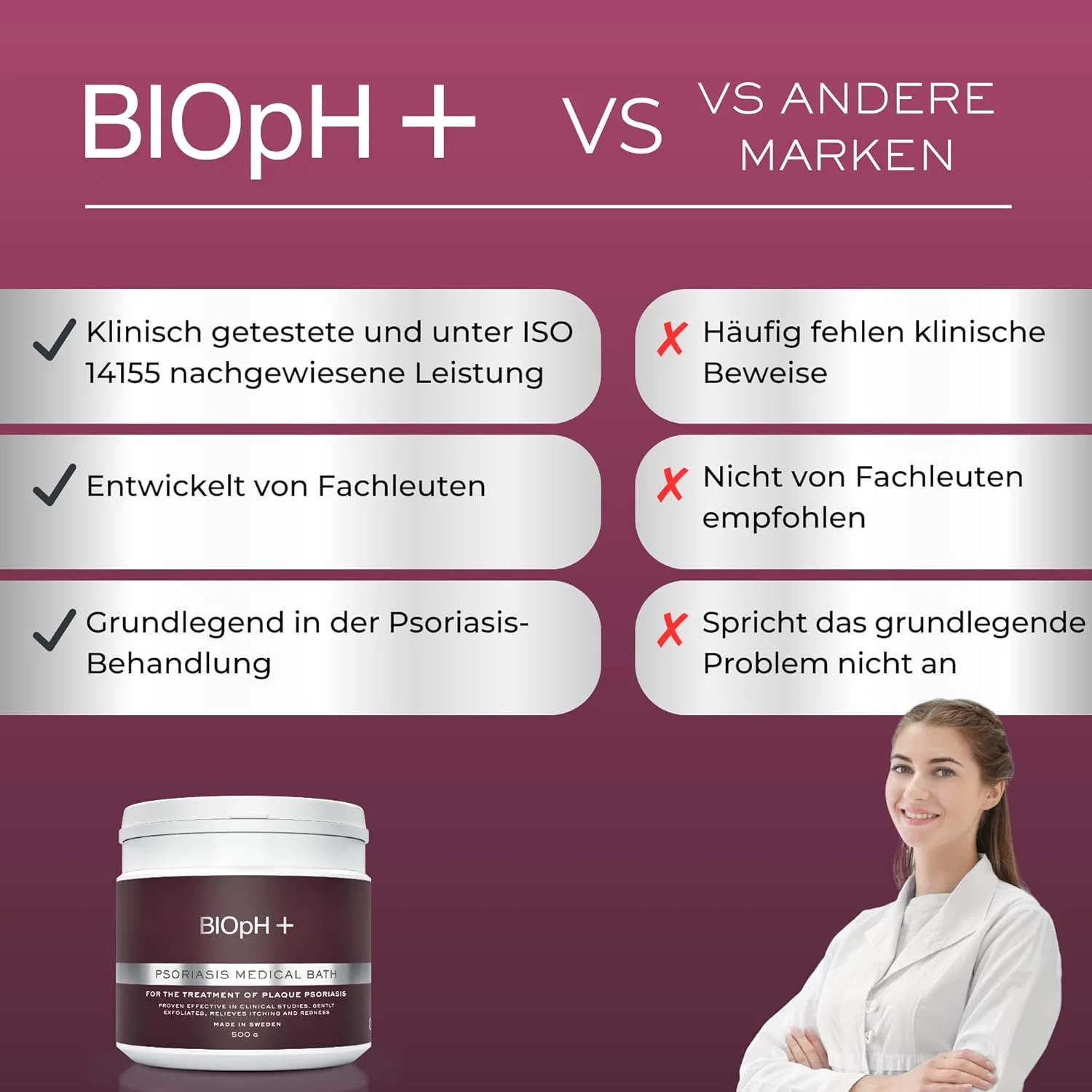 Медицинская соль для ванн BIOpH+ от псориаза, 500 г Bioph+ — фото 4