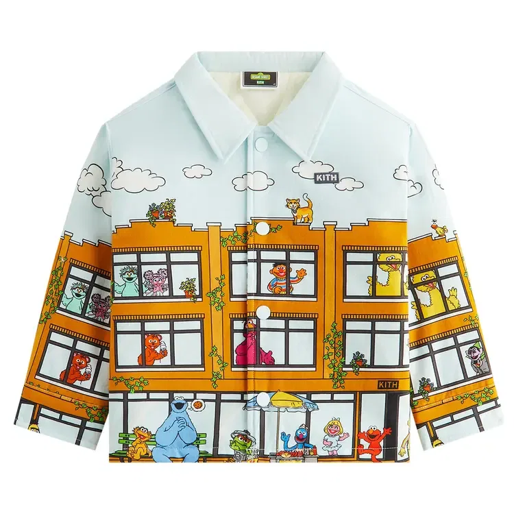 Куртка-рубашка Kith Kids x Sesame Street Lafayette St Shacket, синий