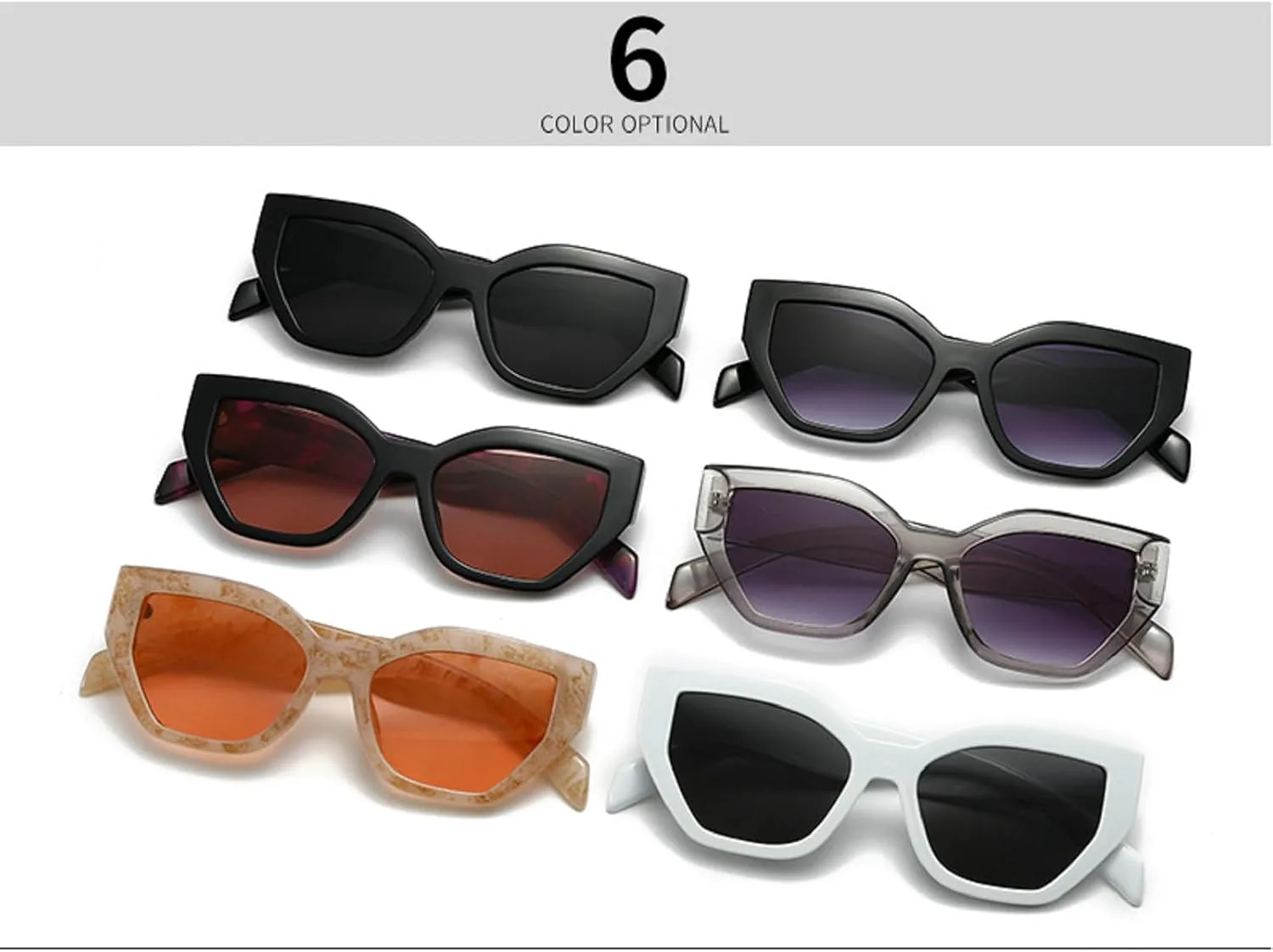 

Модные солнцезащитные очки «кошачий глаз» для женщин, винтажные квадратные панк-очки, многоугольные линзы, ретро-очки, защита от ультрафиолета UV400 N47 mincl, C5