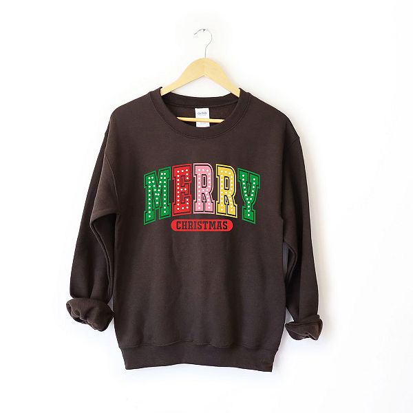 

Свитшот Merry Christmas Varsity разноцветный Simply Sage Market, Chocolate