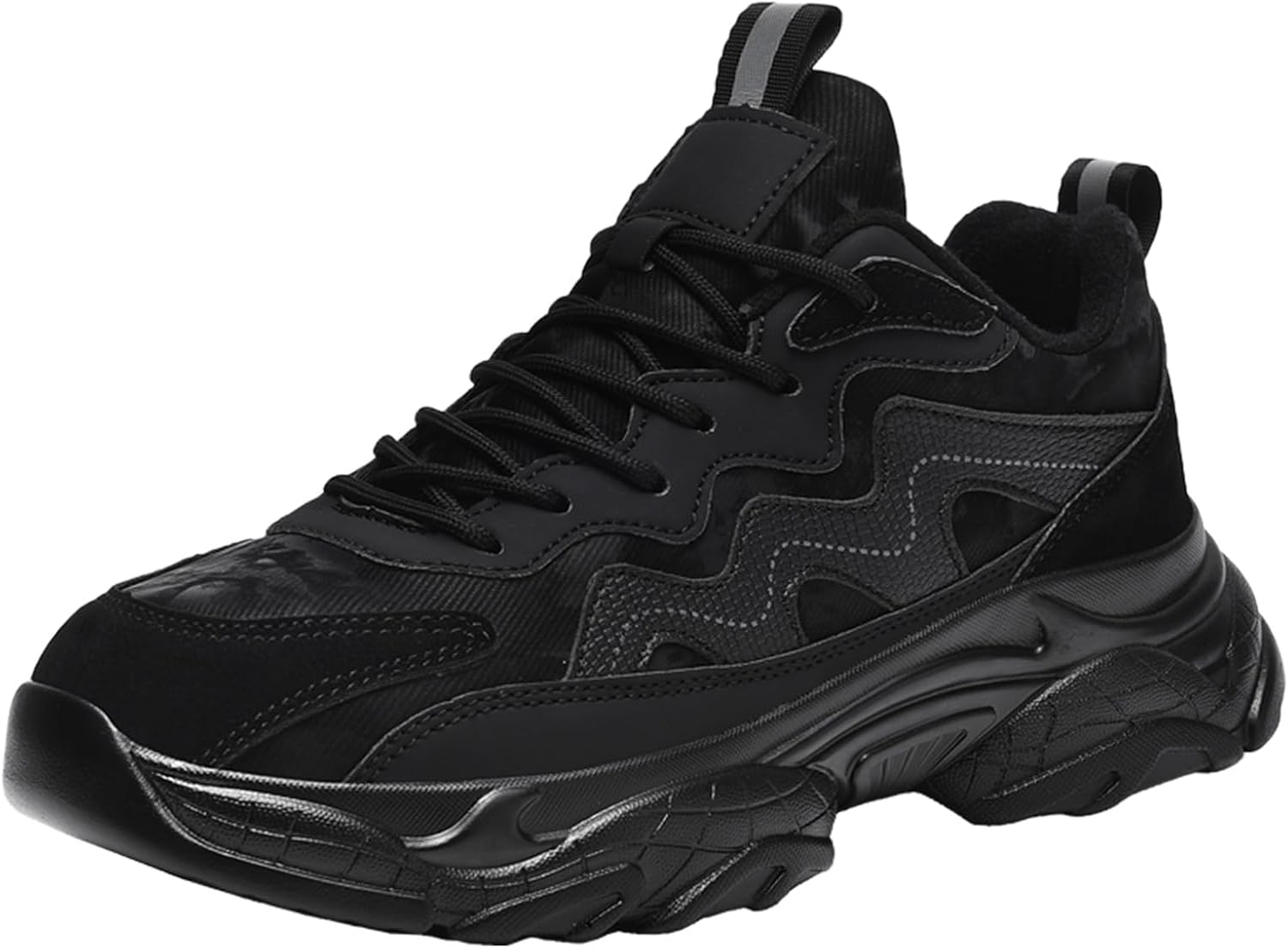 

Мужские кроссовки с толстой подошвой, спортивные, с флисовой подкладкой, зимние, для мужчин, черные и серые Generic