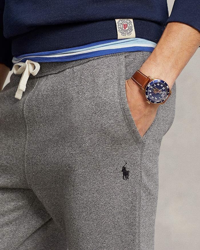 Флисовые брюки классического кроя с завязками Polo Ralph Lauren, серый — фото 4