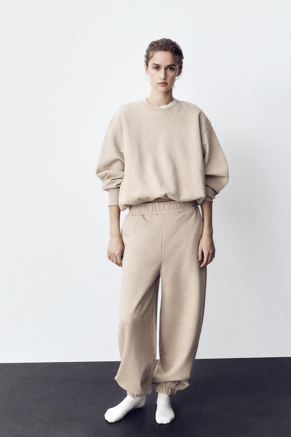 

Укороченная толстовка с воздушным шаром ZARA, цвет Tan marl