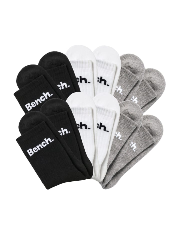 

Bench Теннисные носки: 4 шт. черные, 4 шт. белые, 4 шт. серые меланжевые