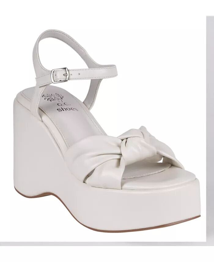 Женские босоножки на танкетке Analia на платформе GC Shoes, белый
