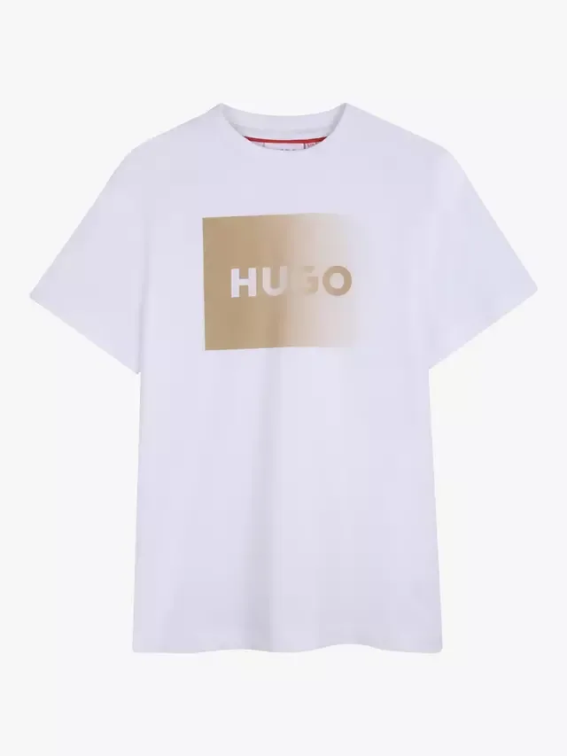 Детская футболка с коротким рукавом и графическим логотипом HUGO BOSS, White