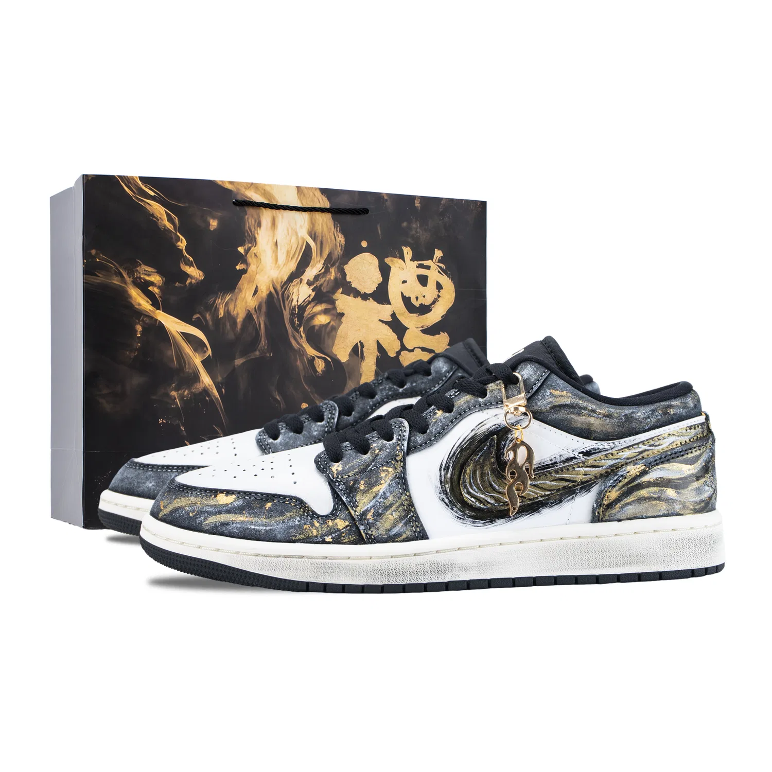 Кроссовки баскетбольные Air 1 Mystic Gold Chasing Waves Jordan Black Gold