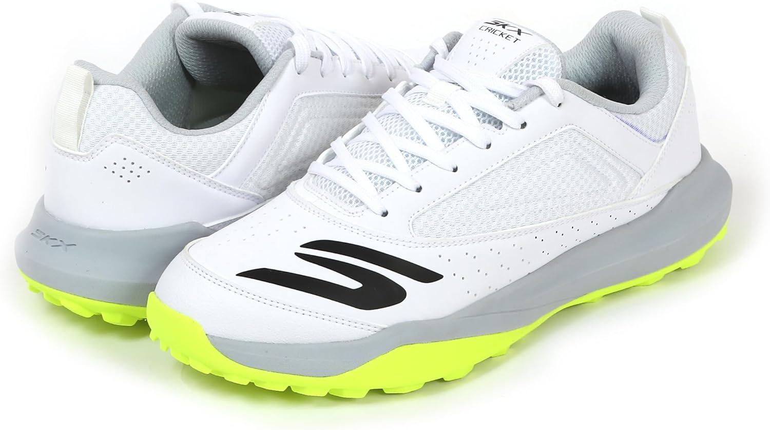 

Мужские кроссовки для крикета Skechers, Верх из синтетики и сетки, Амортизация EVA, Резиновая подошва для травы, белый