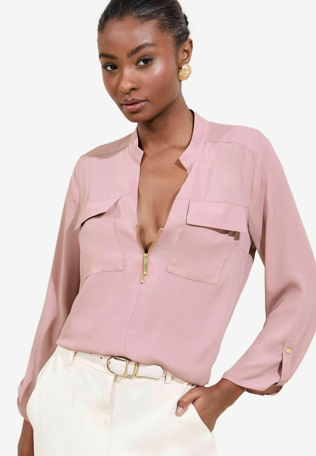 

Блуза ZIP FRONT UTILITY POCKET Lipsy, розовый