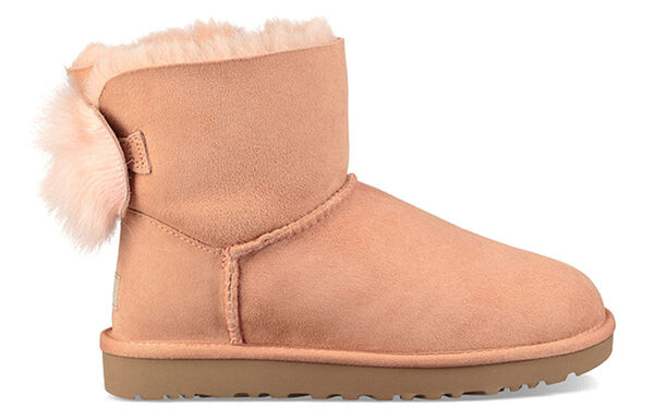 Кроссовки пушистый бант мини флисовая подкладка розовые красные Ugg, красный — фото 2