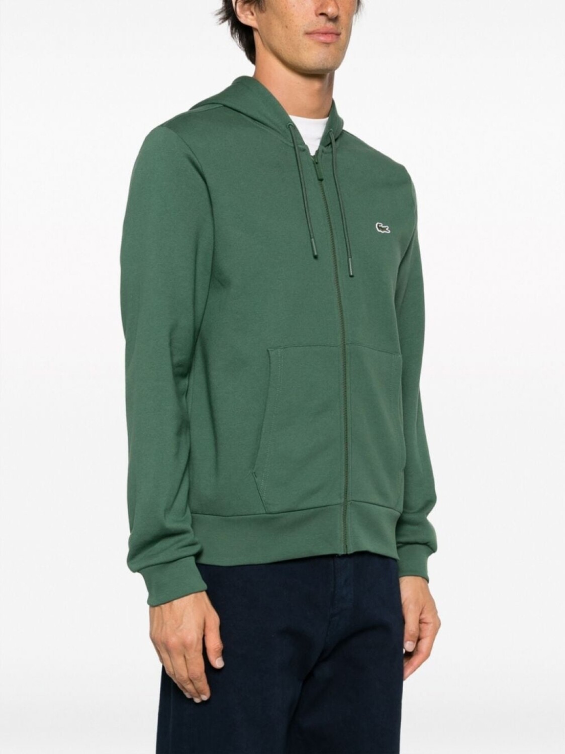 Lacoste толстовка с капюшоном на молнии с вышитым логотипом, зеленый — фото 2