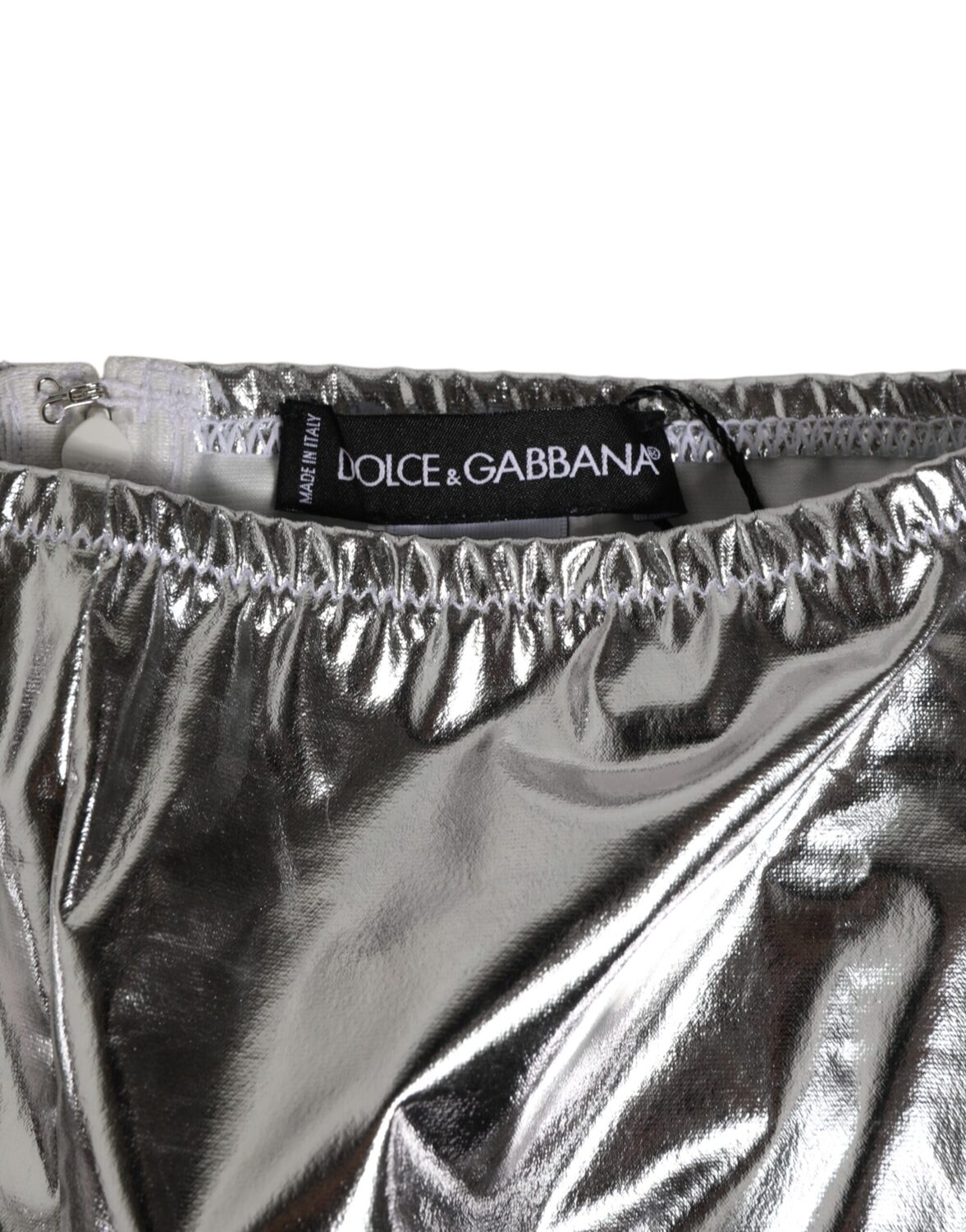 Женское нижнее белье с высокой талией, серебристо-металлическое Dolce & Gabbana, серебряный — фото 2