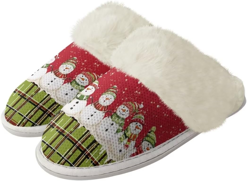 

Женские и мужские рождественские пушистые тапочки xixirimido с противоскользящей подошвой для дома и улицы, Christmas Snowman