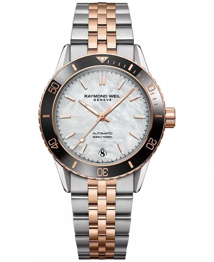 

Женские часы Freelancer Diver с браслетом из розового золота PVD и стальным двухцветным корпусом, 36 мм Raymond Weil