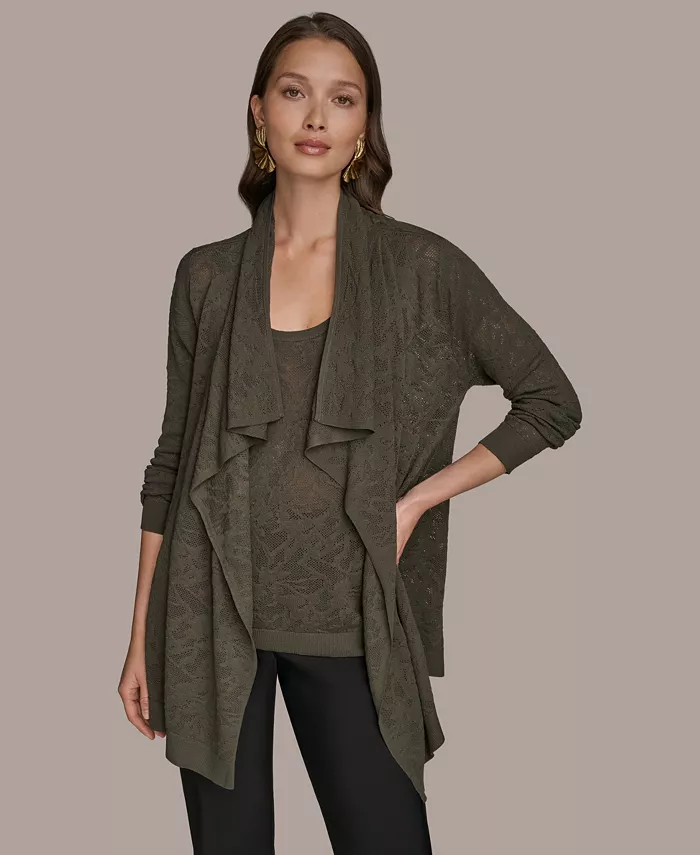 

Женский кардиган с длинными рукавами и открытым краем Donna Karan New York, серый