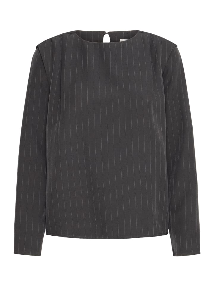 

БЛУЗКА BYMMMIDDE - свободного кроя, темно-серая меланжевая полоска. b. young