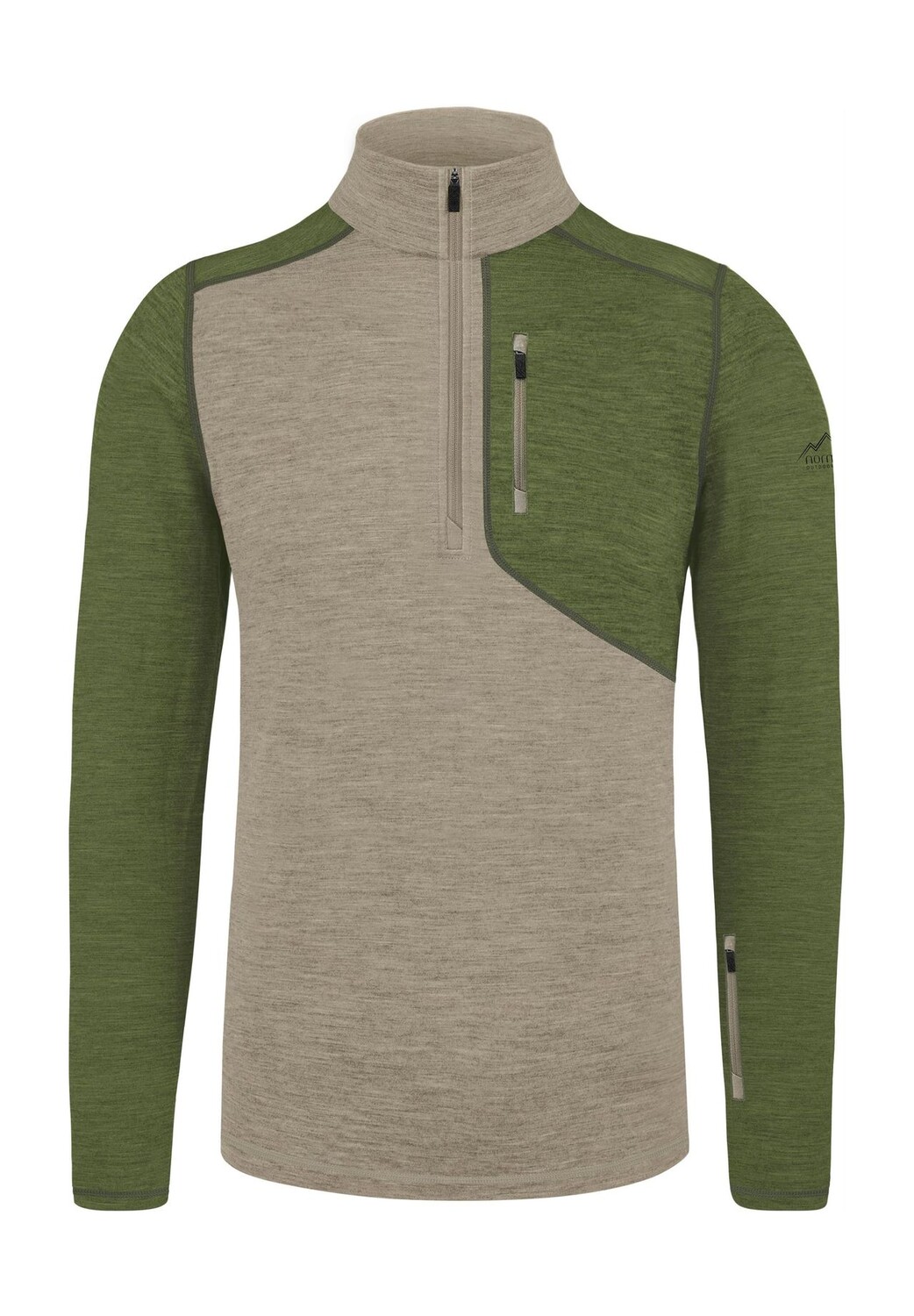 

Мужская куртка из шерсти мериноса с длинным рукавом и молнией 1/4 «Милдура» normani, хаки